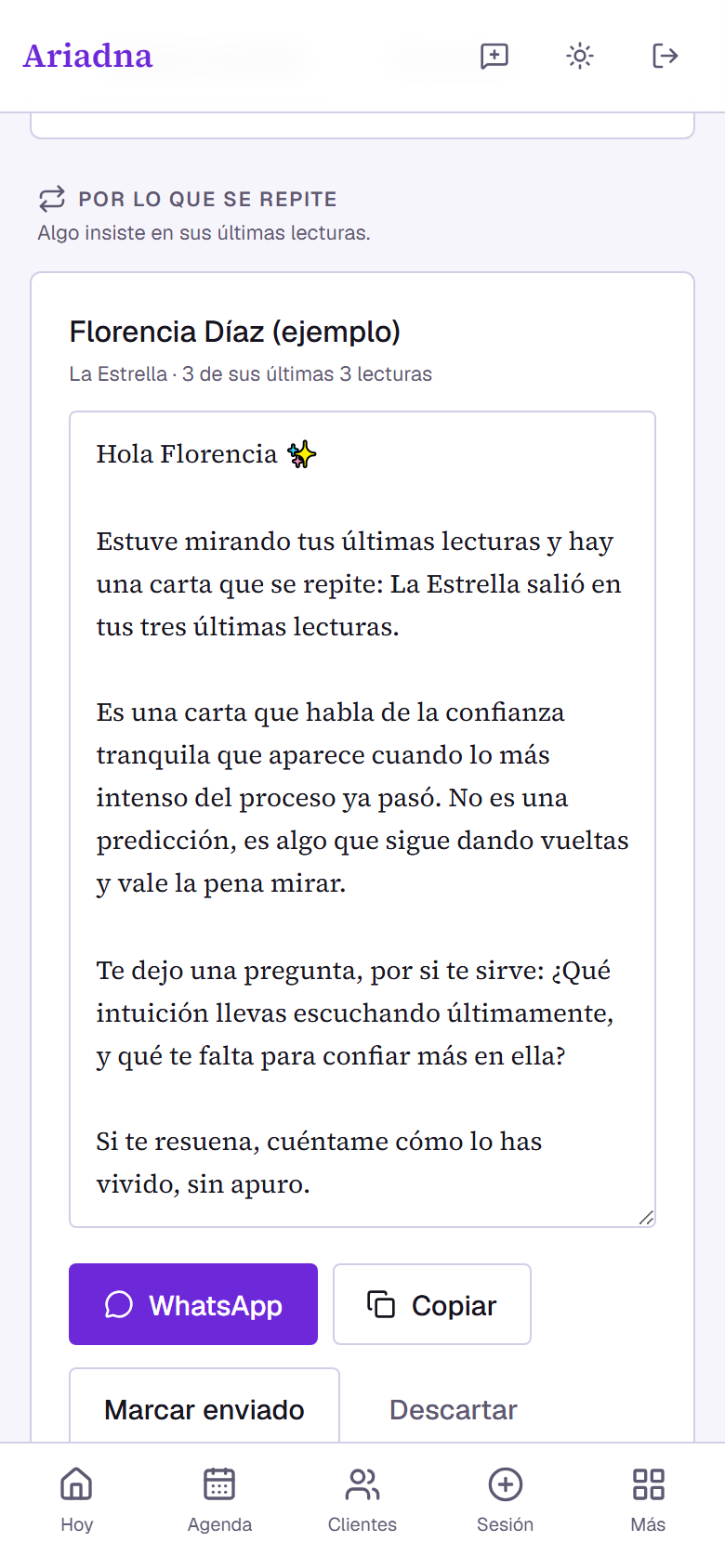 Aviso por una carta que se repite, con el mensaje listo para WhatsApp